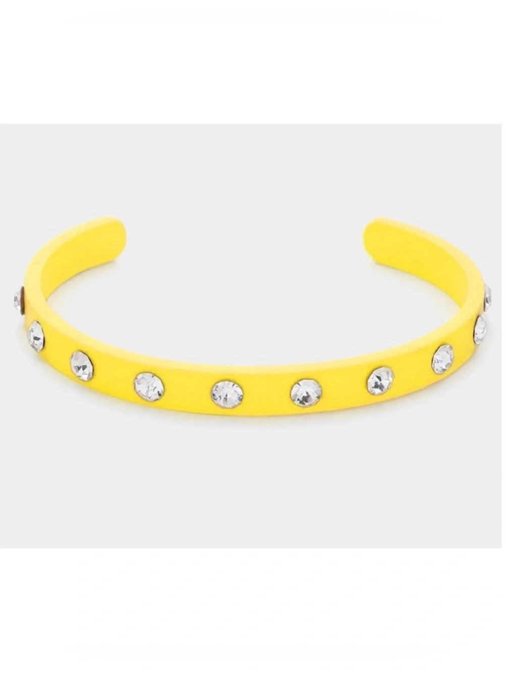 Rhinestone embellished yellow cuff bracelet